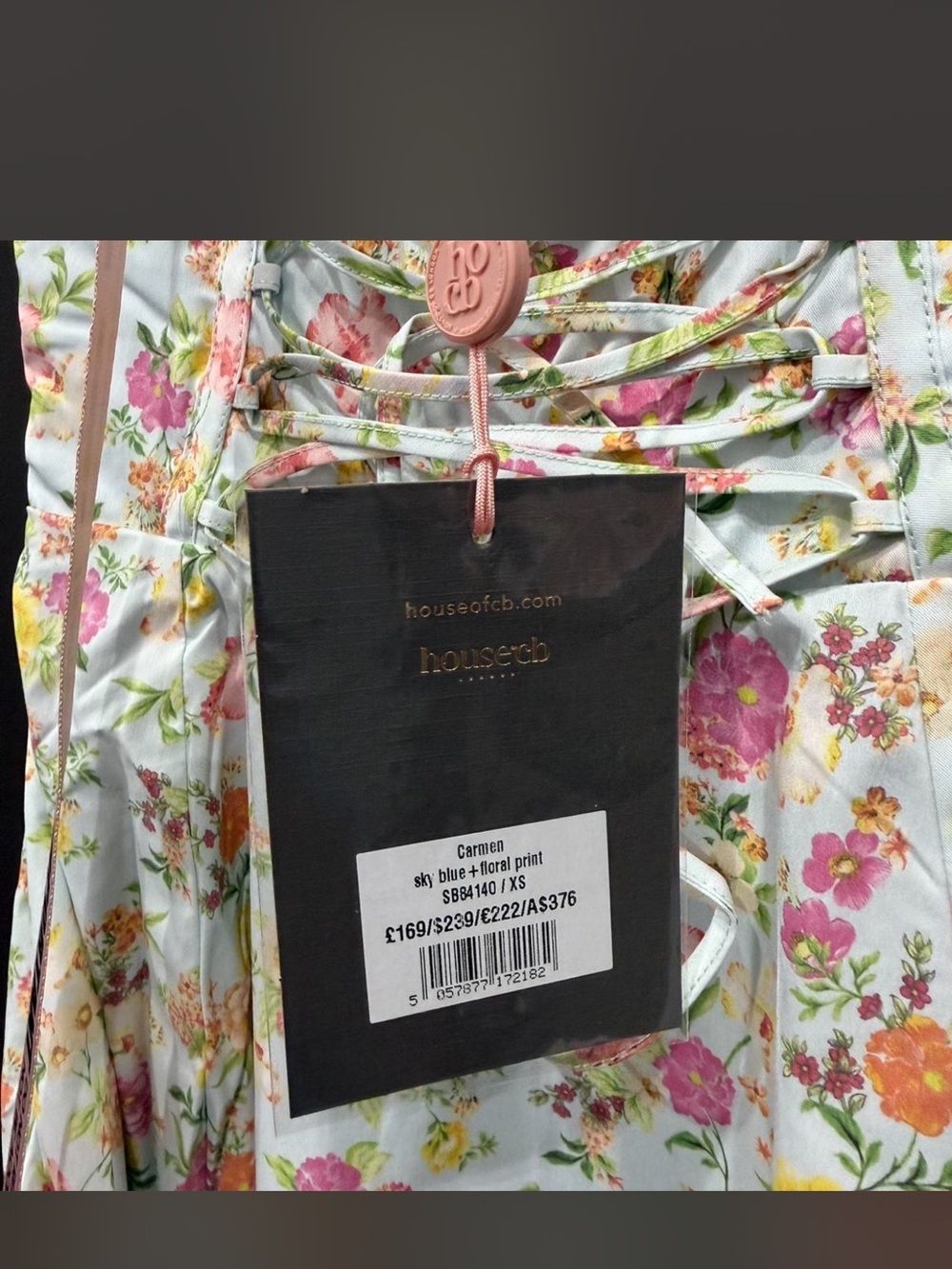 House of CB Pastel Floral Midi Dress in White with Pink & Yellow Flowers